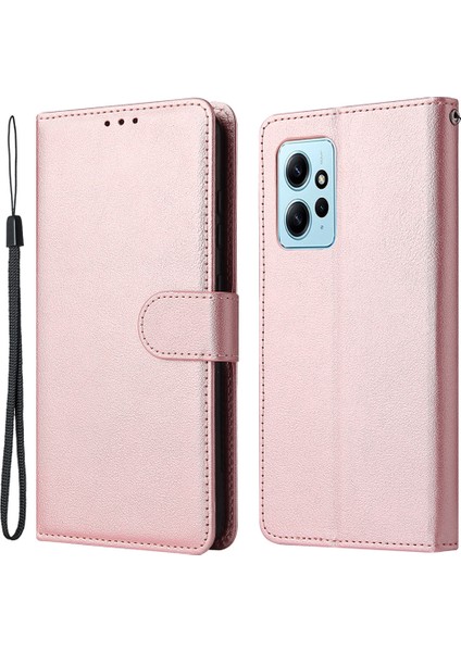 Xiaomi Redmi Note 12 4g Için Tam Koruma Kılıfı Pu Deri Çevirme Tasarım Telefon Kapağı-Gül Altın (Yurt Dışından)
