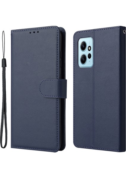 Xiaomi Redmi Note 12 4g Tam Koruma Kılıfı Pu Deri Flip Tasarım Telefon Kapağı-Mavi (Yurt Dışından)