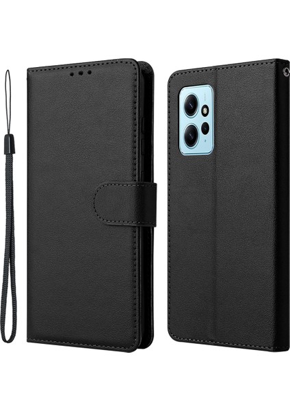 Xiaomi Redmi Note 12 4g Tam Koruma Kılıfı Pu Deri Flip Tasarım Telefon Kapağı-Siyah (Yurt Dışından)