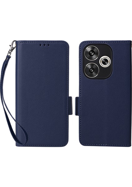 Xiaomi Poco F6 5g Kılıf Pu Deri Yan Manyetik Toka Cüzdan Telefon Kapağı-Koyu Mavi Için (Yurt Dışından)