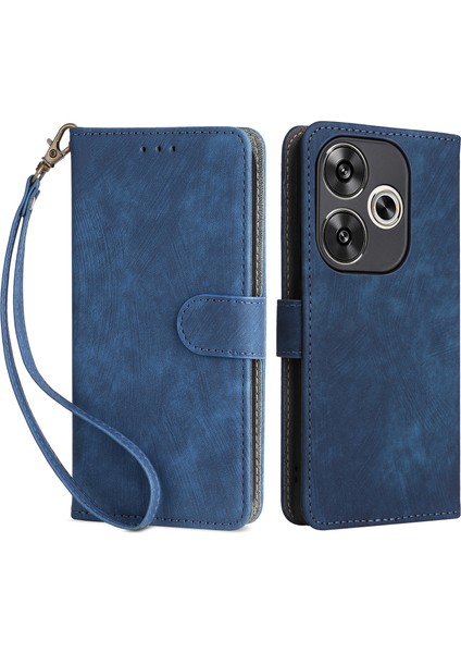 Xiaomi Poco F6 5g Kılıf Için Rfıd Engelleme Kart Tutucu Bilek Kayışı ile Koruyucu Kapak-Mavi (Yurt Dışından)