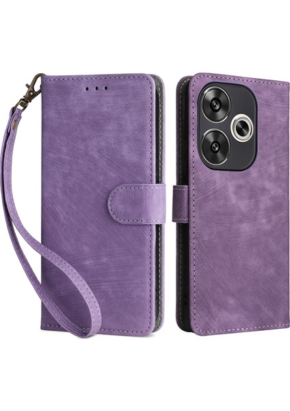 Xiaomi Poco F6 5g Kılıf Için Rfıd Engelleme Kart Tutucu Bilek Kayışı ile Koruyucu Kapak-Mor (Yurt Dışından)