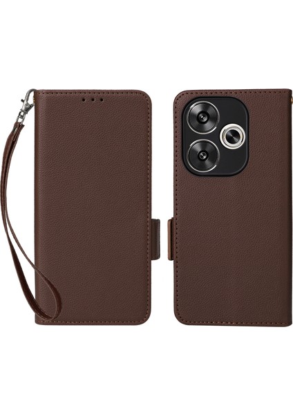 Xiaomi Poco F6 5g Kılıf Pu Deri Yan Manyetik Toka Cüzdan Telefon Kapağı-Kahverengi (Yurt Dışından)