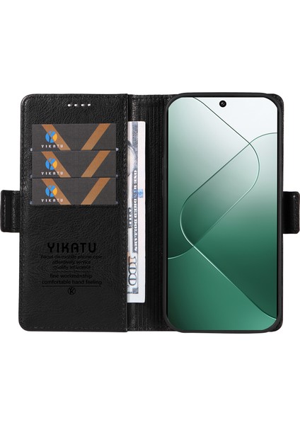 Xiaomi 14 Kılıf Litchi Dokulu Deri Telefon Kılıfı, Manyetik Tokalı-Siyah (Yurt Dışından) fiyatları