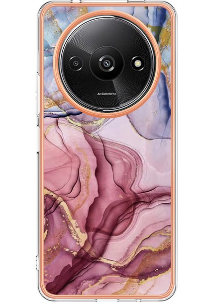 Xiaomi Poco C61 4g Galvanik Kılıf Mermer Desen 2.0mm Tpu Telefon Kapağı-Gül Altın Için (Yurt Dışından)