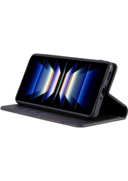 Xiaomi Poco F6 5g Kılıf Pu Deri Manyetik Kapatma Darbeye Dayanıklı Flip Telefon Kapağı-Siyah (Yurt Dışından) modelleri