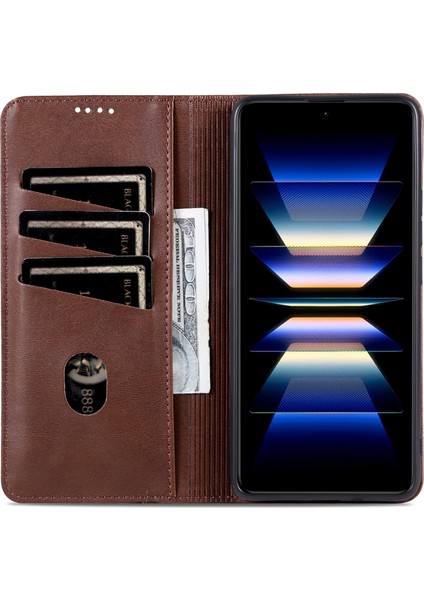 Xiaomi Poco F6 5g Kılıf Pu Deri Manyetik Kapatma Darbeye Dayanıklı Flip Telefon Kapağı-Kahve (Yurt Dışından) fiyatları