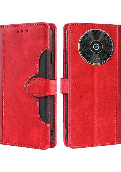 Xiaomi Poco C61 4g Kapak Pu Deri Cüzdan Cep Telefonu Kılıfı -Kırmızı Için (Yurt Dışından)