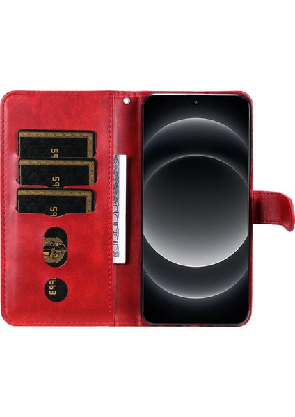 Xiaomi 14 Ultra Kılıf Buzağı Doku Fermuar Cüzdan Pu Deri Koruyucu Telefon Kapağı-Kırmızı (Yurt Dışından) modelleri