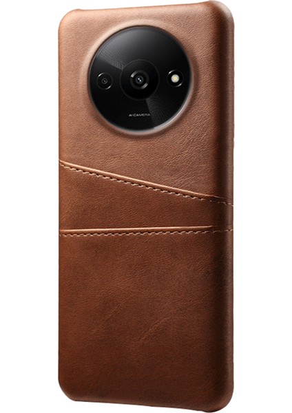 Xiaomi Poco C61 4g Kılıf Kart Yuvaları Için Pu Deri Kaplamalı Pc Sert Telefon Kapağı-Kahverengi (Yurt Dışından)