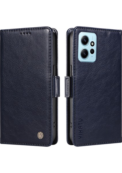 Xiaomi Redmi Note 12 4g Telefon Kılıfı Cüzdan Deri Kapak Litchi Doku-Lacivert (Yurt Dışından)
