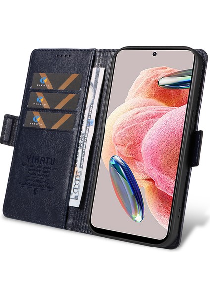 Xiaomi Redmi Note 12 4g Telefon Kılıfı Cüzdan Deri Kapak Litchi Doku-Lacivert (Yurt Dışından)