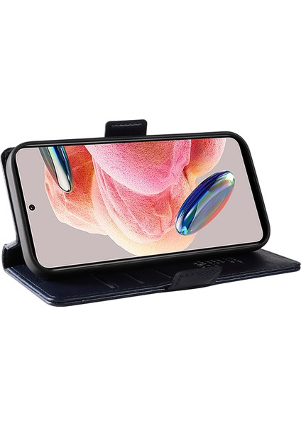 Xiaomi Redmi Note 12 4g Telefon Kılıfı Cüzdan Deri Kapak Litchi Doku-Lacivert (Yurt Dışından)