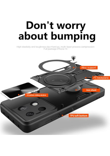 Xiaomi Redmi Note 13 5g Koruyucu Kılıf Tpu+Pc Telefon Kapağı, Kickstand, Kayar Lens Kapağı-Kırmızı (Yurt Dışından) fırsatları