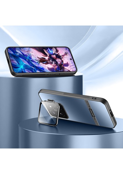 4U Sky Xiaomi 14 Pro Mat Pc+Tpu Kapaklı Lens Çerçeveli Telefon Kılıfı Kickstand-Lacivert (Yurt Dışından)