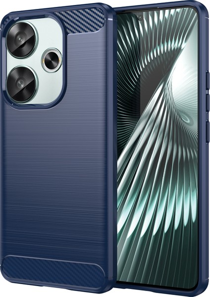 Xiaomi Poco F6 5g Kılıf Karbon Fiber Doku Darbeye Dayanıklı Fırçalanmış Tpu Telefon Kapağı-Mavi (Yurt Dışından)
