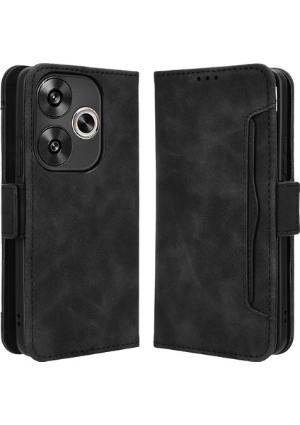 Xiaomi Poco F6 5g Kılıf Için Çoklu Kart Yuvaları ile Cüzdan Telefon Deri Kapak-Siyah (Yurt Dışından)