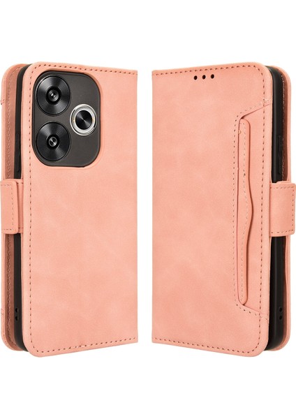 Xiaomi Poco F6 5g Kılıf Için Çoklu Kart Yuvaları ile Cüzdan Telefon Deri Kapak-Pembe (Yurt Dışından)