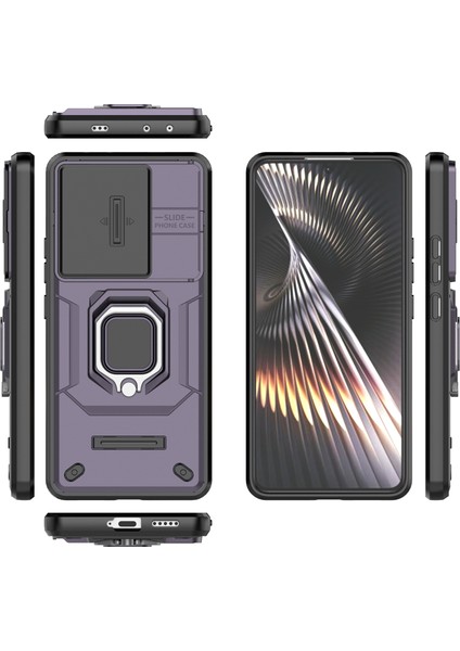 Xiaomi Poco F6 5g Kılıf Kickstand Pc+Tpu Telefon Kapağı Sürgülü Lens Koruması-Mor (Yurt Dışından) indirimleri
