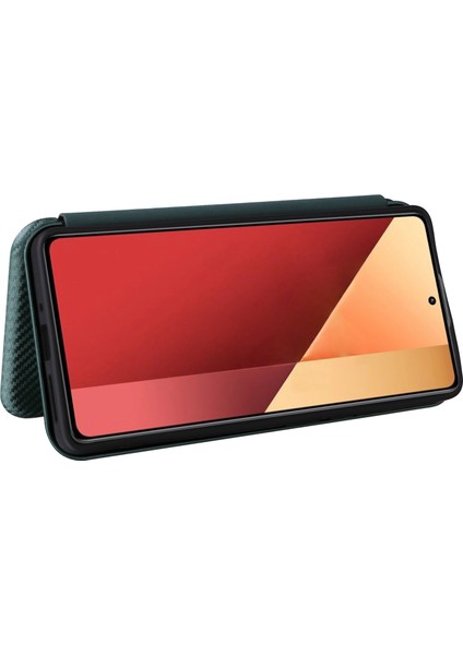 Xiaomi Redmi Note 13 Pro 4g Kılıf Karbon Fiber Doku Pu Deri Telefon Kapağı-Yeşil (Yurt Dışından) fırsatları