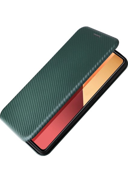 Xiaomi Redmi Note 13 Pro 4g Kılıf Karbon Fiber Doku Pu Deri Telefon Kapağı-Yeşil (Yurt Dışından) indirimleri