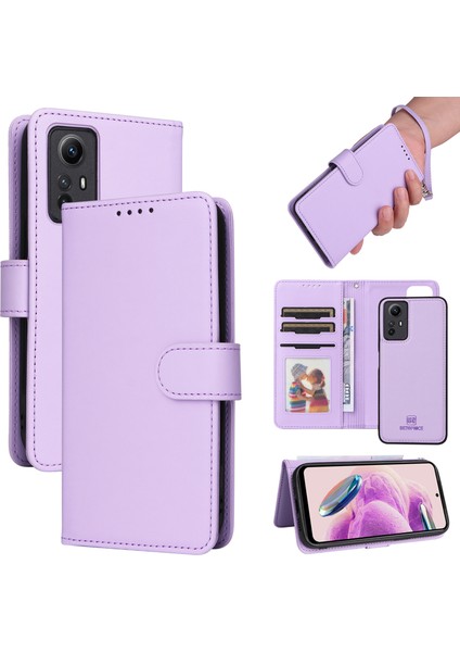 Xiaomi Redmi Note 12S 4g Kılıf Bilek Kayışı ile Pu Deri Çıkarılabilir Kapak Koruyucu Kapak-Mor (Yurt Dışından)