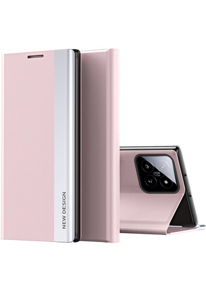 Xiaomi 14 Kılıf Nano Adsorpsiyon Pu Deri Standlı Telefon Kapağı-Pembe (Yurt Dışından)
