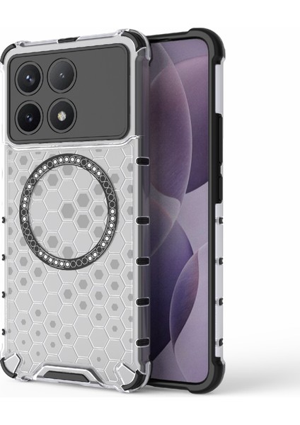 Xiaomi Poco F6 Pro 5g Manyetik Kılıf Petek Tpu+Pc Ince Telefon Kapağı-Şeffaf (Yurt Dışından)
