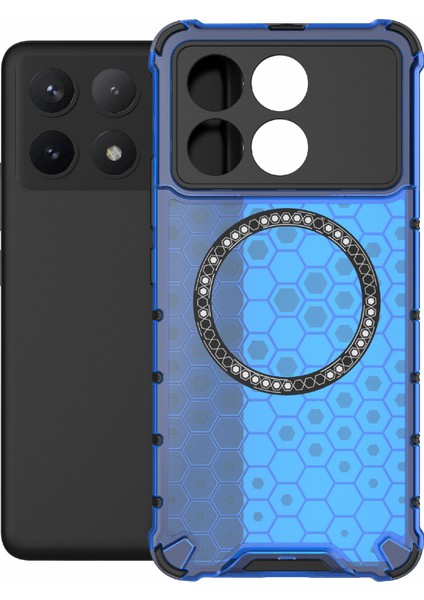 Xiaomi Poco F6 Pro 5g Manyetik Kılıf Petek Tpu+Pc Ince Telefon Kapağı-Mavi Için (Yurt Dışından)
