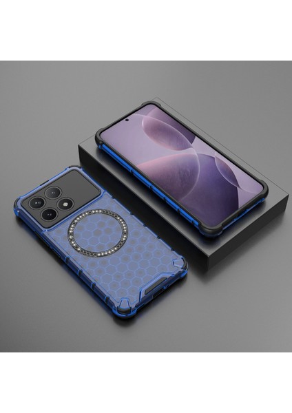 Xiaomi Poco F6 Pro 5g Manyetik Kılıf Petek Tpu+Pc Ince Telefon Kapağı-Mavi Için (Yurt Dışından)