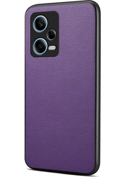 Xiaomi Redmi Note 12 Pro 5g Ince Kılıf Deri+Pc+Tpu Telefon Kapağı-Mor (Yurt Dışından)