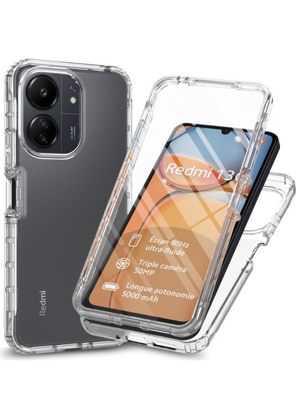 Xiaomi Redmi Için 13C 4G/13C 5g Telefon Kılıfı 3'ü 1 Arada Pc + Pet Ekran Koruyucu ile Tpu Koruyucu Kapak-Şeffaf (Yurt Dışından)