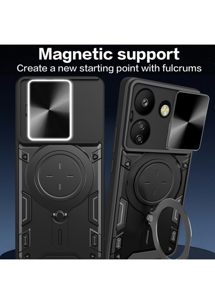 Xiaomi Redmi Için 13C 4g Kılıf Slayt Kamera Kapağı Tpu + Pc Hibrit Telefon Kapağı, Kickstand-Mor (Yurt Dışından) fiyatları