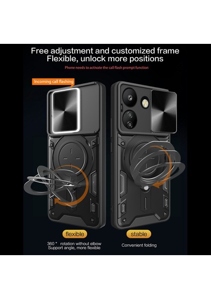 Xiaomi Redmi Için 13C 4g Kılıf Slayt Kamera Kapağı Tpu + Pc Hibrit Telefon Kapağı, Kickstand-Mor (Yurt Dışından) indirimleri