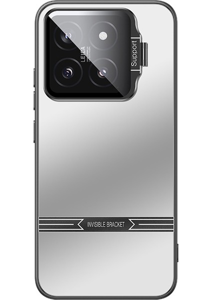 Xiaomi 14 Pro Mat Pc+Tpu Kapaklı Lens Çerçeveli Telefon Kılıfı Kickstand-Gümüş (Yurt Dışından)