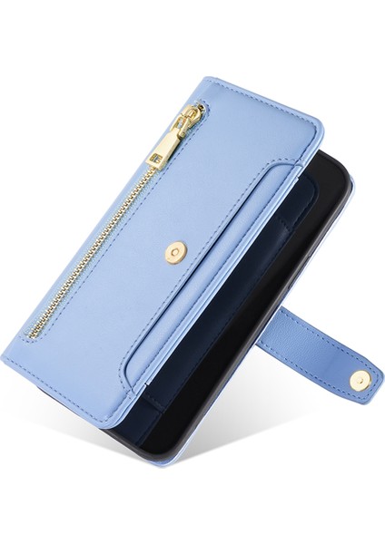 Xiaomi Poco C61 4g Crossbody Telefon Kılıfı Cüzdan Fermuarlı Cep Deri Kapak-Mavi (Yurt Dışından) modelleri