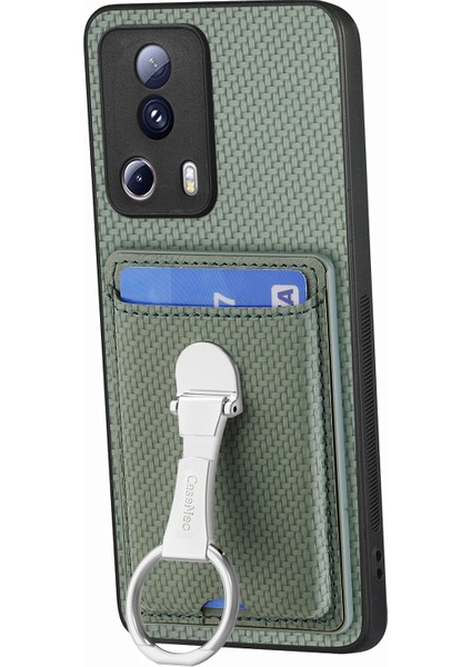 C1-9 Xiaomi 13 Lite Kılıf Pu+Tpu+Pc Kickstand Telefon Kapağı Karbon Fiber Doku-Yeşil (Yurt Dışından) modelleri