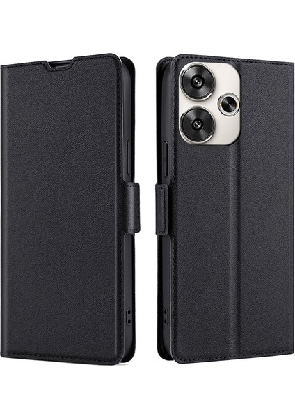 Xiaomi Poco F6 5g Kılıf Pu Deri Manyetik Toka Standı Tpu Iç Kabuk Telefon Kapağı-Siyah (Yurt Dışından)