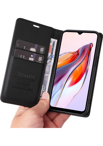 Xiaomi Redmi Için 12C 4g Kılıf Manyetik Kapatma Deri Standlı Telefon Kabuk-Siyah (Yurt Dışından)
