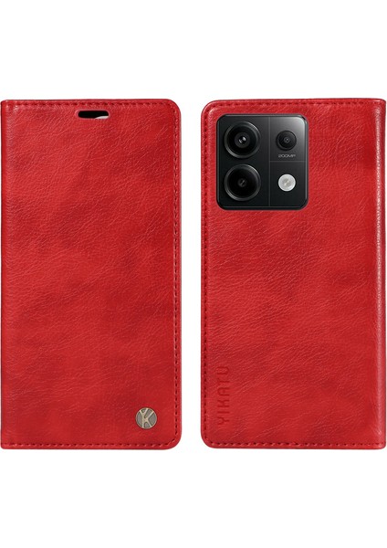 Xiaomi Redmi Note 13 Pro 5g Cep Telefonu Kılıfları Manyetik Kapaklı Cüzdan Kapağı-Kırmızı (Yurt Dışından)