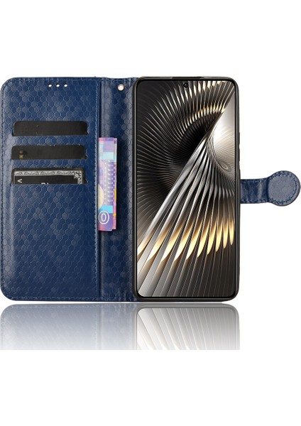 Xiaomi Poco F6 5g Deri Kılıf 3 Kart Tutucu Yuvaları Nokta Desenli Telefon Kapağı-Koyu Mavi (Yurt Dışından) modelleri