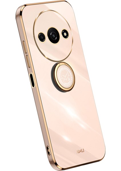 Xiaomi Poco C61 4g Galvanik Kılıf Halka Tutucu Kickstand Yumuşak Tpu Kapak-Pembe (Yurt Dışından)