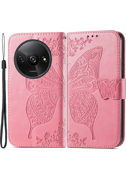 Xiaomi Poco C61 4g Cep Telefonu Standı Kılıfı Baskılı Desen Pu Deri Telefon Kapağı-Pembe (Yurt Dışından)