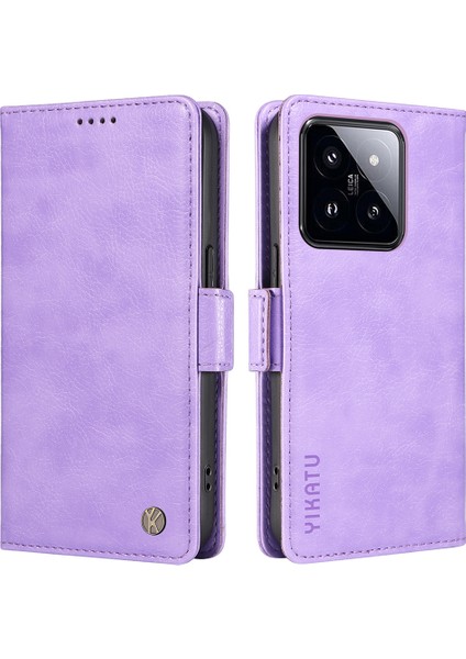 Xiaomi 14 Pro Için Cüzdan Kılıf Litchi Doku Pu Deri Koruyucu Telefon Kapağı-Mor (Yurt Dışından)