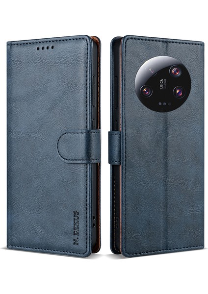 Xiaomi 13 Ultra Kılıf Cüzdan Kart Yuvaları Deri Telefon Kapağı-Mavi (Yurt Dışından)