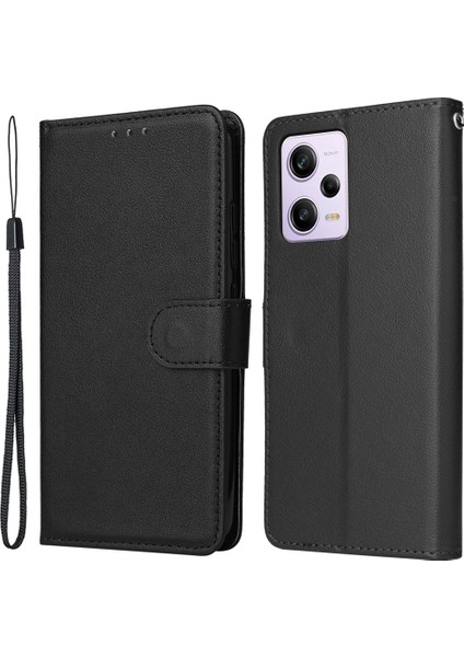 Xiaomi Redmi Note 12 Pro 5g Cüzdan Kılıf Deri Çizilmeye Dayanıklı Stand Kapağı-Siyah (Yurt Dışından)