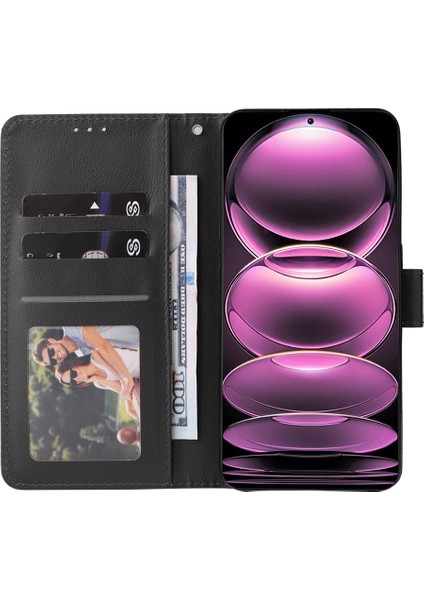 Xiaomi Redmi Note 12 Pro 5g Cüzdan Kılıf Deri Çizilmeye Dayanıklı Stand Kapağı-Siyah (Yurt Dışından) modelleri