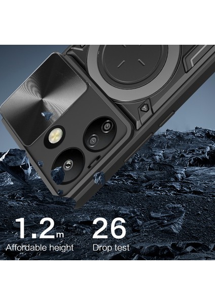 Xiaomi Redmi Için 13C 4g Kılıf Kaydırmalı Kamera Kapağı Tpu+Pc Hibrit Telefon Kapağı, Kickstand-Kırmızı (Yurt Dışından) modelleri