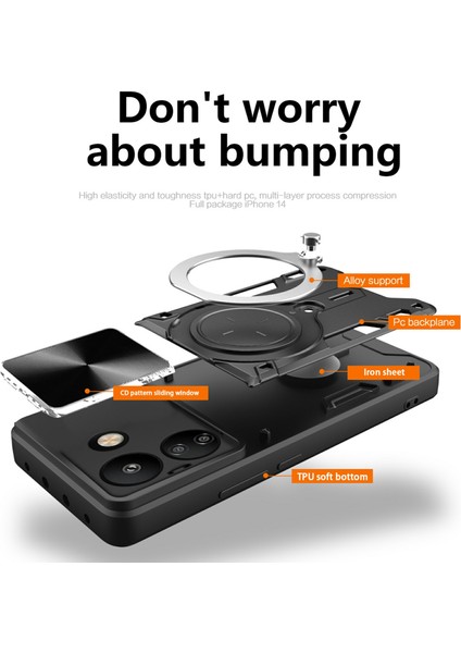 Xiaomi Redmi Için 13C 4g Kılıf Kaydırmalı Kamera Kapağı Tpu+Pc Hibrit Telefon Kapağı, Kickstand-Kırmızı (Yurt Dışından) fırsatları