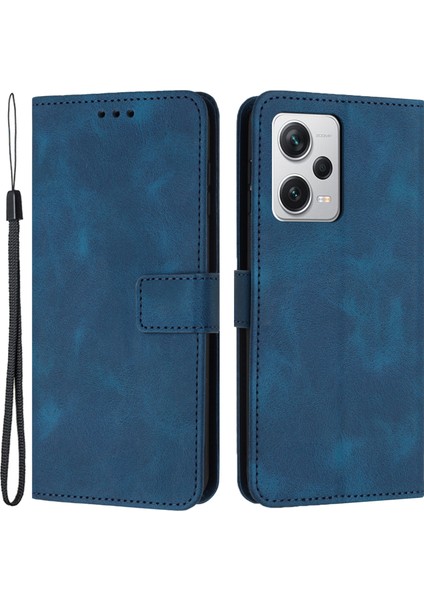 Xiaomi Redmi Note 12 Pro 5g Deri Kılıf Cüzdan Telefon Kılıfı Askılı-Mavi (Yurt Dışından)